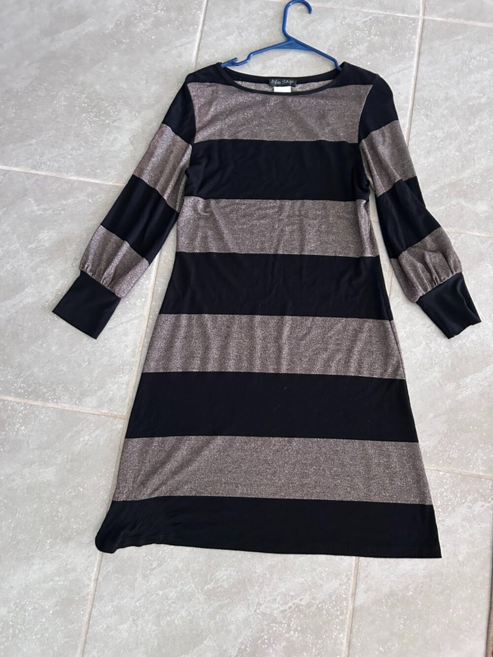 Blu Sage Striped Long Sleeve Dress Medium